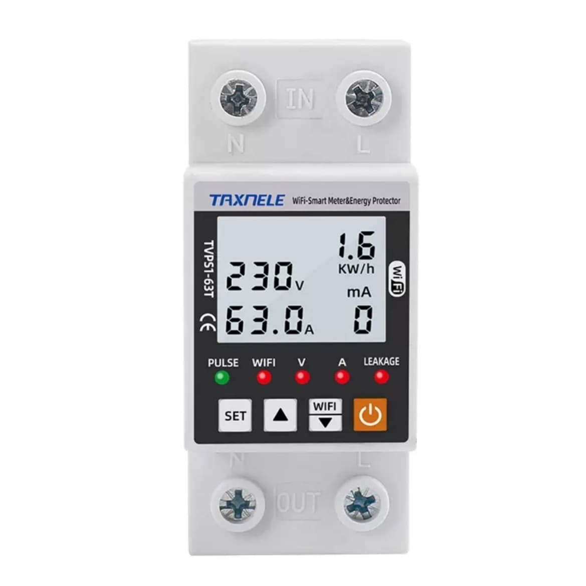 2P 63A Tuya APP WiFi Smart Leakage Over-Under Voltage Protection Relay Switch Circuit Breaker
