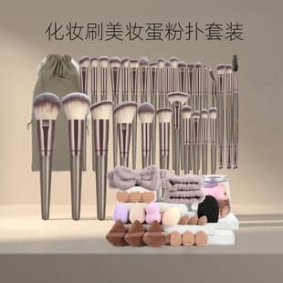 New Makeup Brush Set with Blender Sponge and Puff, Complete Face Makeup Tool Kit for Shein Temu Wholesale