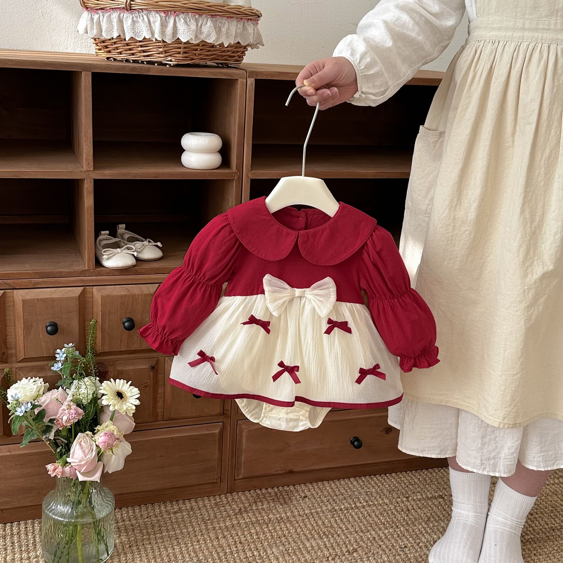 Girl Baby Clothes Spring Baby Romper Bow Princess Festive 1-Year-Old Party Dress Newborn Bodysuit Dress
