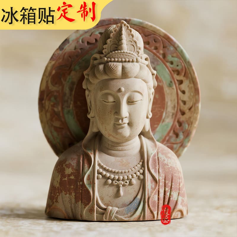 Resin Buddha statue refrigerator magnet customized Datong Yungang Grottoes cultural and creative souvenir 3D three-dimensional relief Buddha head refrigerator magnet