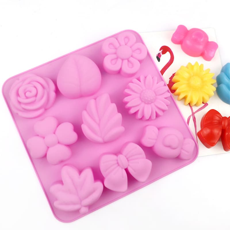 Minghao 9-Link Flower Silicone Mooncake Mold, Silicone Snow Skin Pastry Mold, Cold Process Soap Mold, DIY Baking Pudding Mold