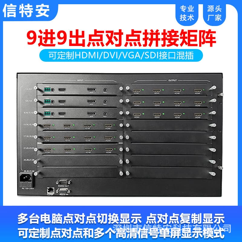 3x3 Point-to-Point Large Screen Video Wall Processor Multi-Screen HDMI Matrix Switcher 9-in 9-out 2x5