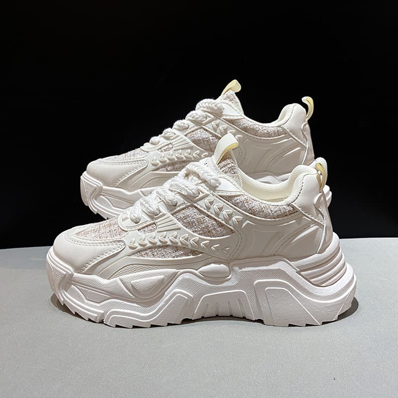 Dad Sneakers Women Ins Fashion 2024 Spring Summer New Women's Shoes Breathable Sports Shoes Versatile Casual Shoes Heightening White Shoes