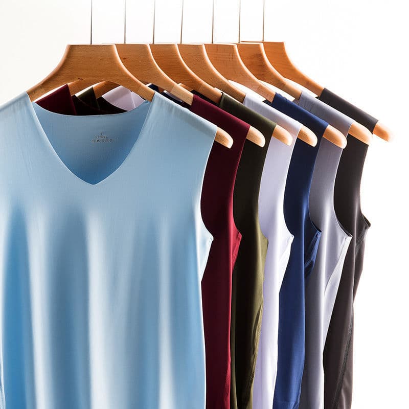 Ins Southeast Asia Wish Men's Seamless Ice Silk Vest Top, TikTok Amazon Shopee, South Korea Cross-border Hot Selling Product