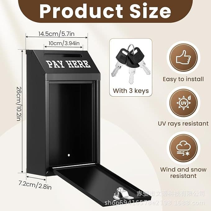 Cross-border supply spot wholesale outdoor lockable mailbox iron rainproof wall-mounted school mailbox thickened mailbox