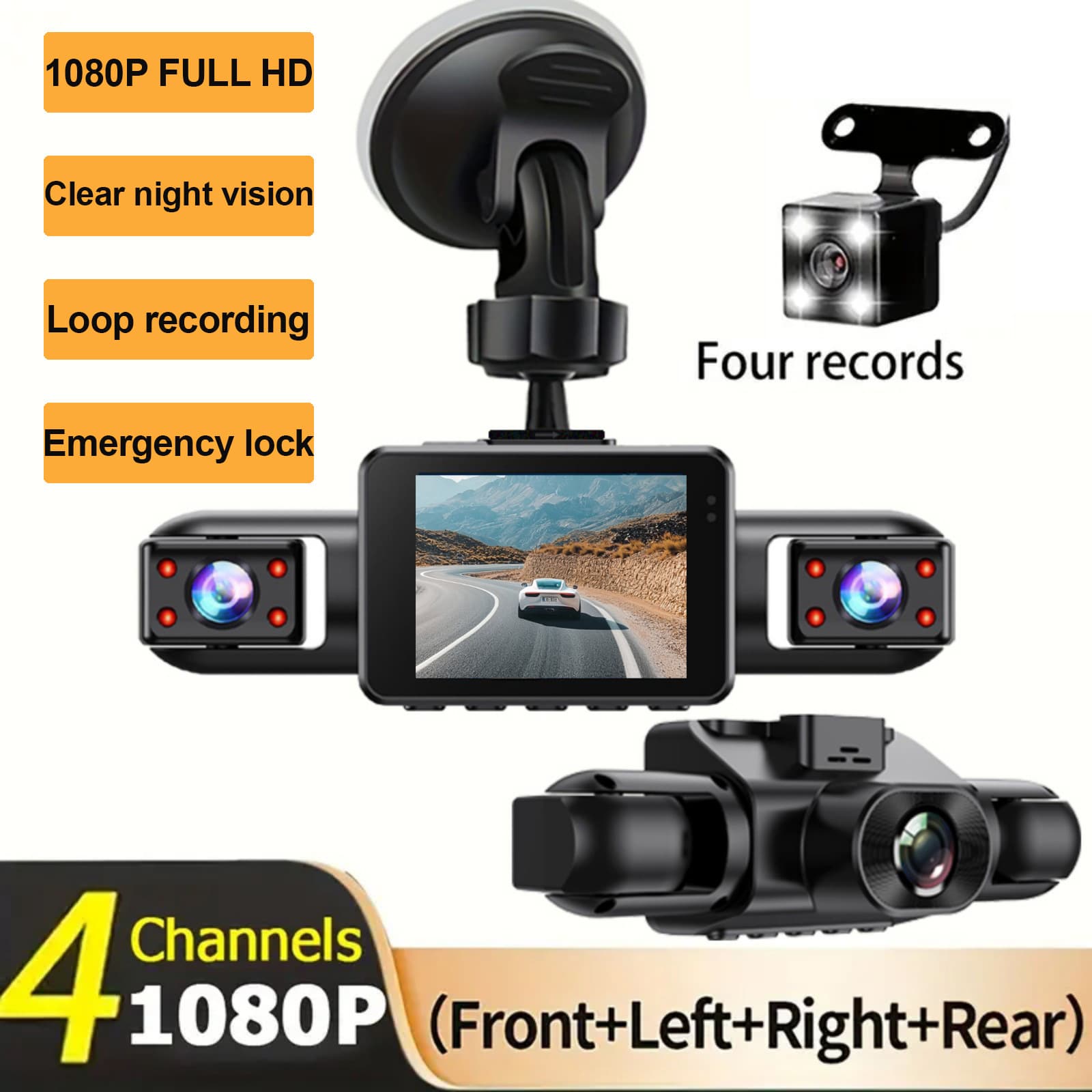 2025 new recommended car driving recorder HD night vision 1080P car 360 degree four recording four lenses
