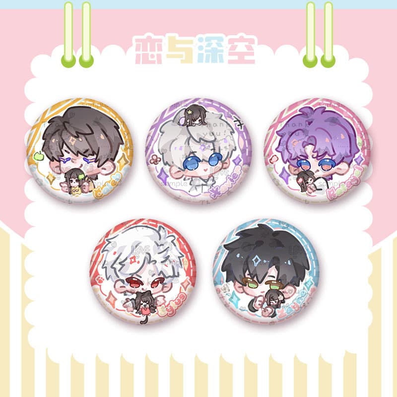 Love and Deepspace Game Merchandise Cute Mini Badge Pin Qin Che Shen Xinghui Li Shen Qi Yu