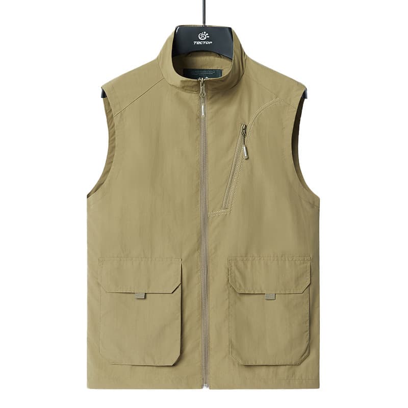 Summer fishing men's vest casual outdoor loose vest jacket men's high-end trend versatile vest men's black
