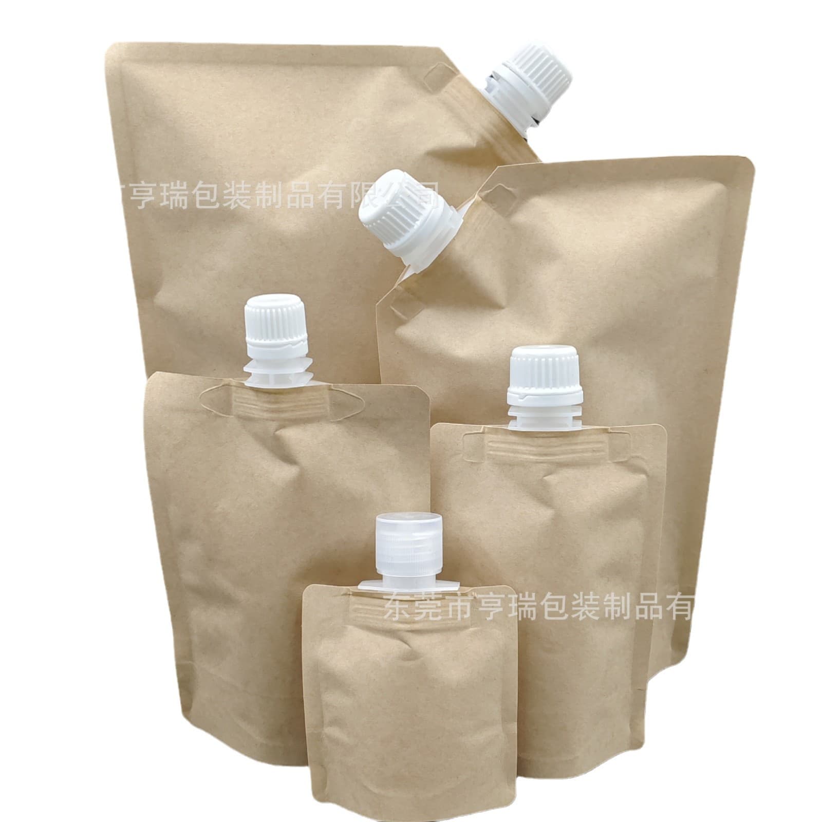 Ready Stock Wholesale 500ml Kraft Paper Spout Bags, Paper-plastic Spout Stand-up Pouches with Screw Cap or Flip-top for Portable Laundry Detergent