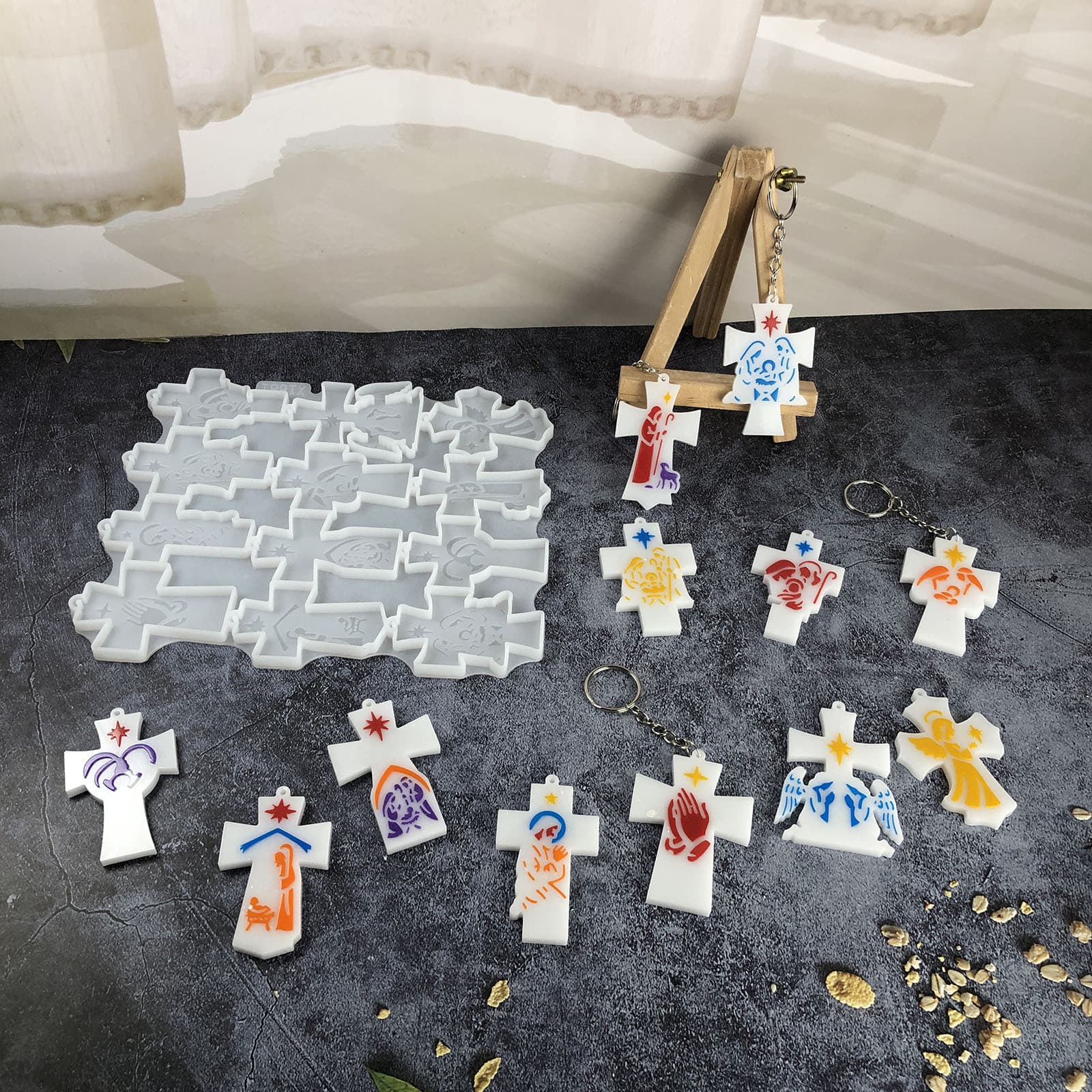X1681 Cross Decorative Cement Plaster Mold DIY Silicone Mold