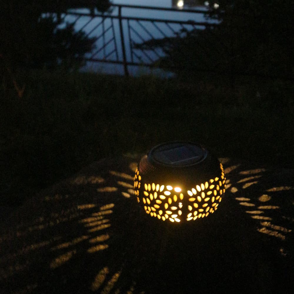 Cross-border Solar Solar Ceramic Jar Lamp Iron Hollow Lantern Solar Garden Lawn Lamp Decorative Lamp