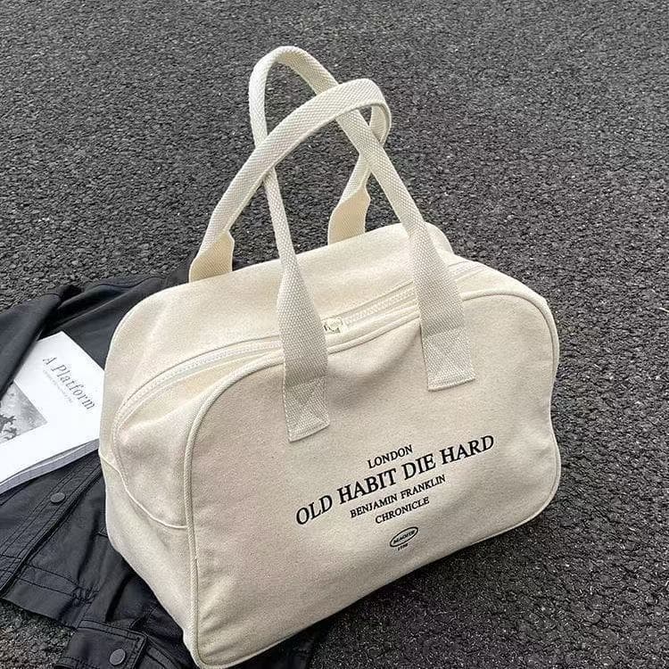 Canvas Tote Bag Large Capacity Short Trip Business Travel Luggage Bag Versatile Storage Cloth Bag Handheld Lightweight Travel Bag