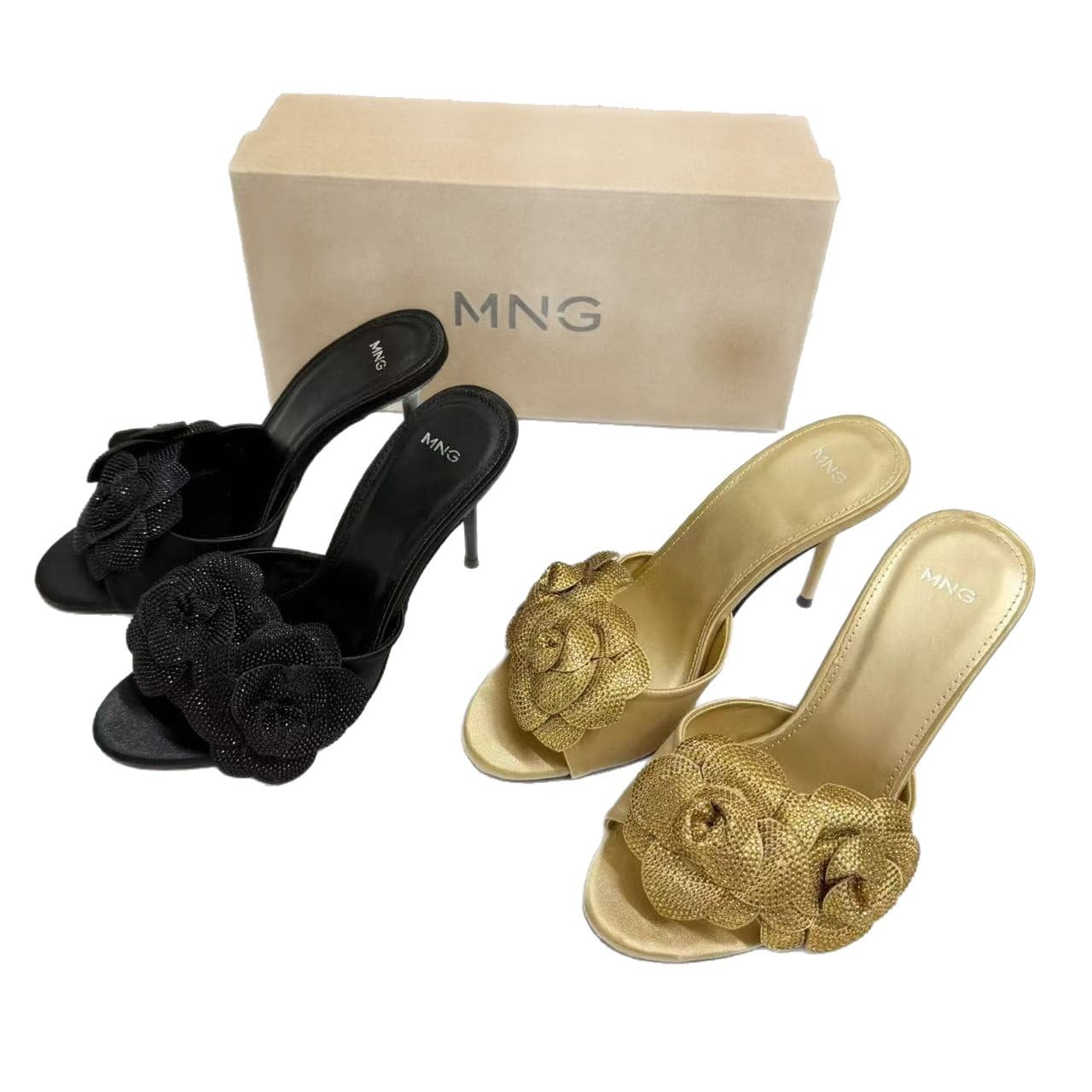 Mango 2026 Summer New European and American Style Rhinestone Outdoor Chunky Heel Open-Toe Women's Slippers