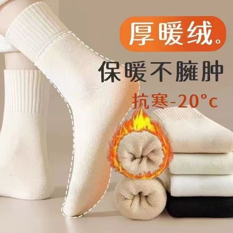 Winter thickened velvet mid-length men's terry socks tall thick socks with wool winter wholesale women's velvet socks