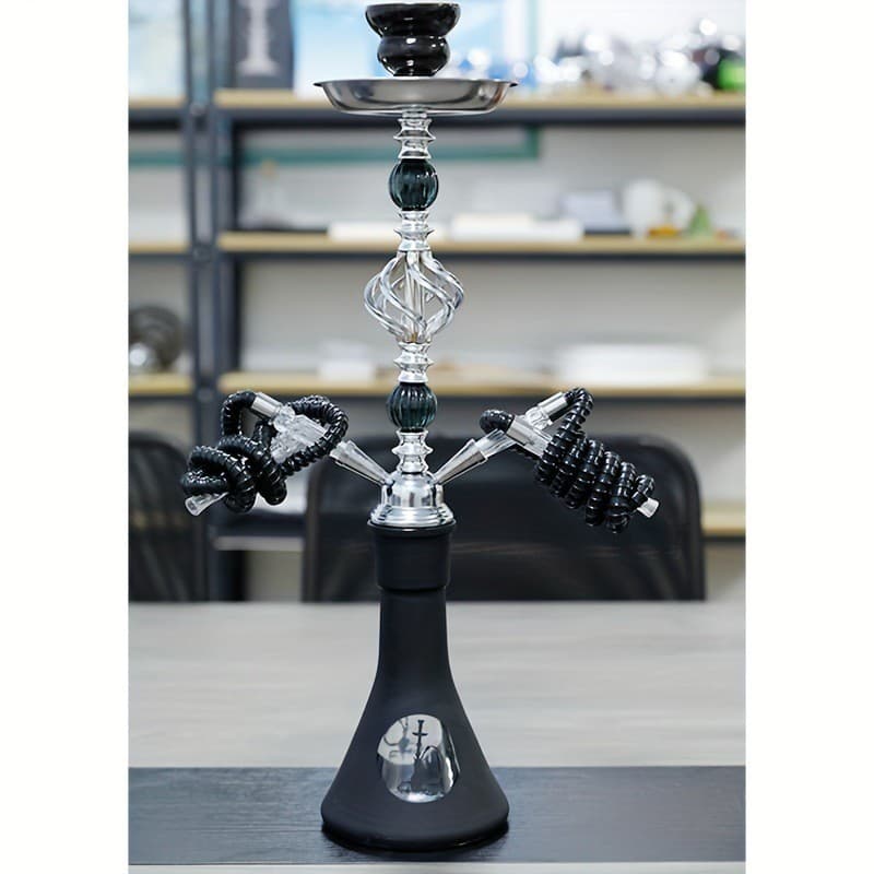 New Medium Arabic Hookah Full Set Glass Shisha Pipe Metal Hookah for Bar KTV