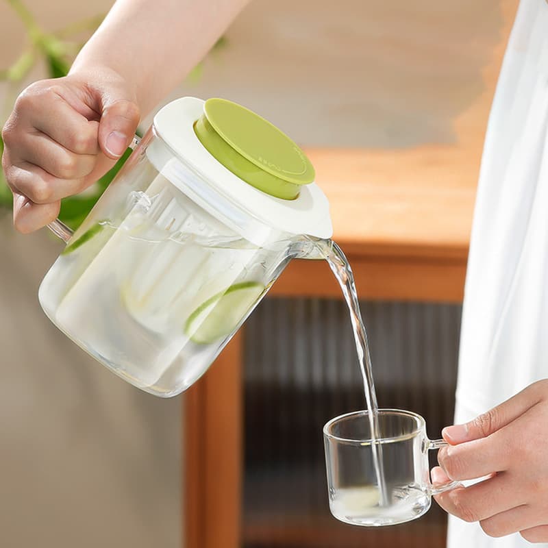 Large Capacity Square Glass Tea Pot Household Glass Water Storage Pot Borosilicate Glass with Handle Juice Pot Cold Water Pot