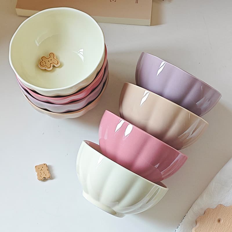 Creative ins style bowl with high appearance color glaze rice bowl home wholesale dessert bowl underglaze color high-end bowl