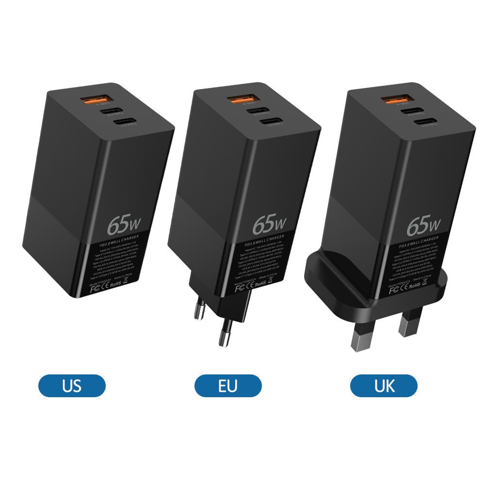 pd 65W gallium nitride charger GaN 67W fast charging head PD power adapter multi-port charging head for European, British and Korean standards