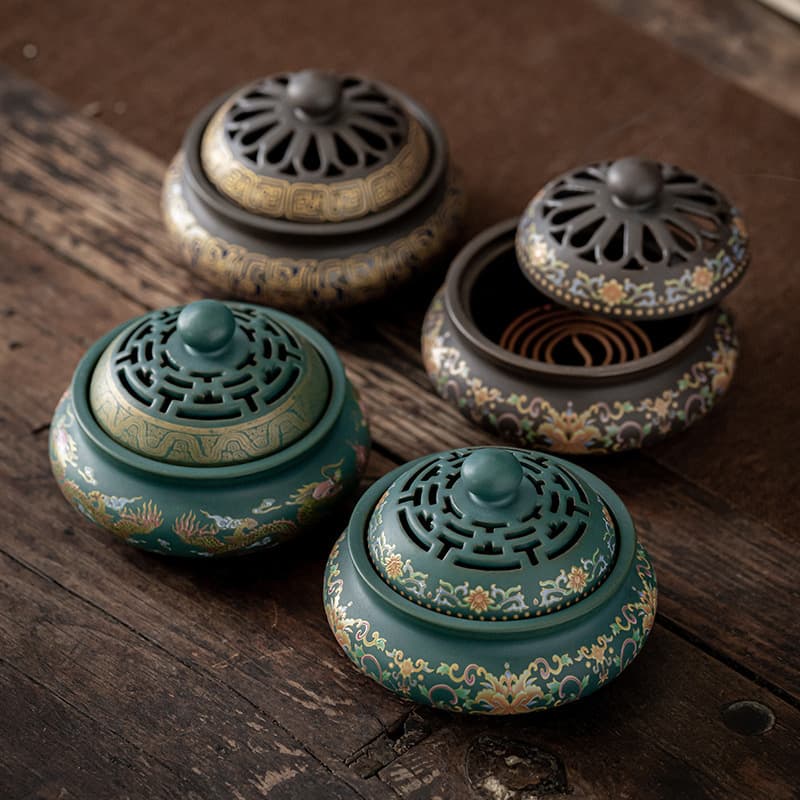 Ceramic Enamel Incense Burner Cloisonné Incense Burner New Creative Home Indoor Incense Burner Cross-Border Shipping