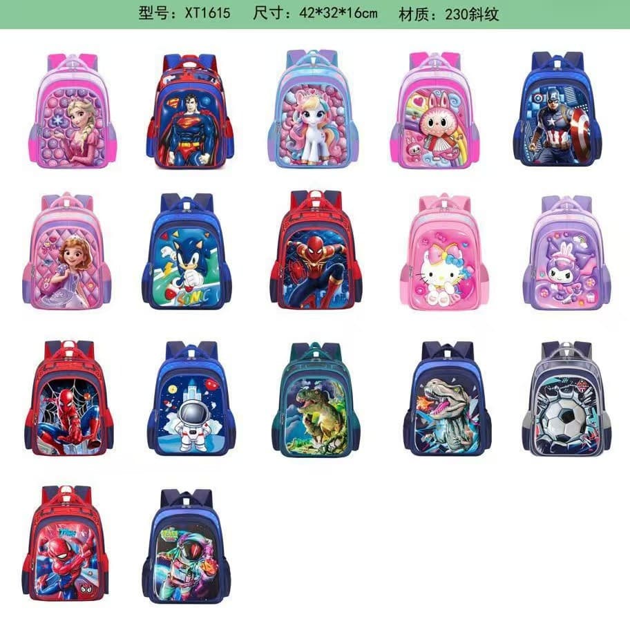 Factory Stock Wholesale Cartoon Elementary School Backpack Large Capacity Grades 1-6 Cute Kids Backpack Inventory