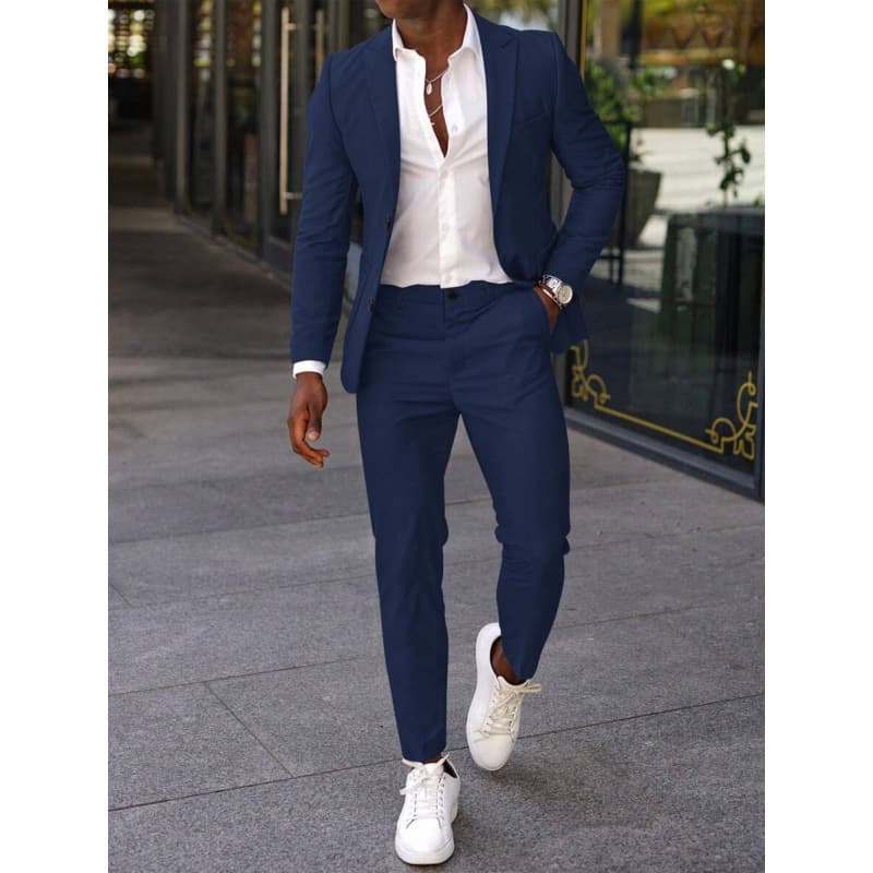 E 86150 Business Solid Color Men's Suit Set