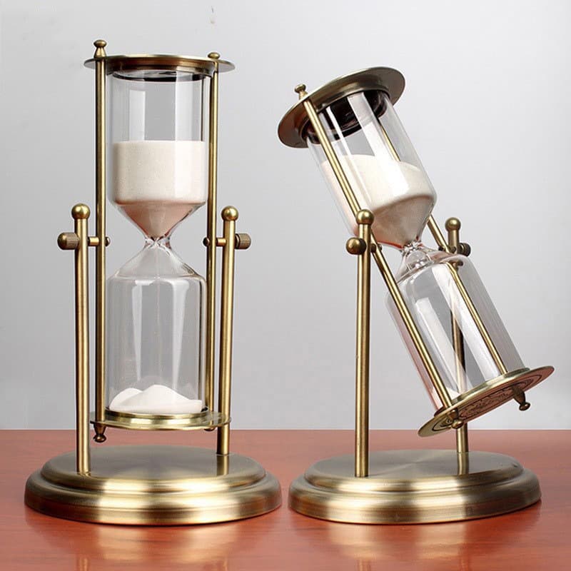 ♔ Rotating Crown Ornament Sensory Timer Hourglass, Creative Glass Flowing Sand Time Metal Gift Sand Timer