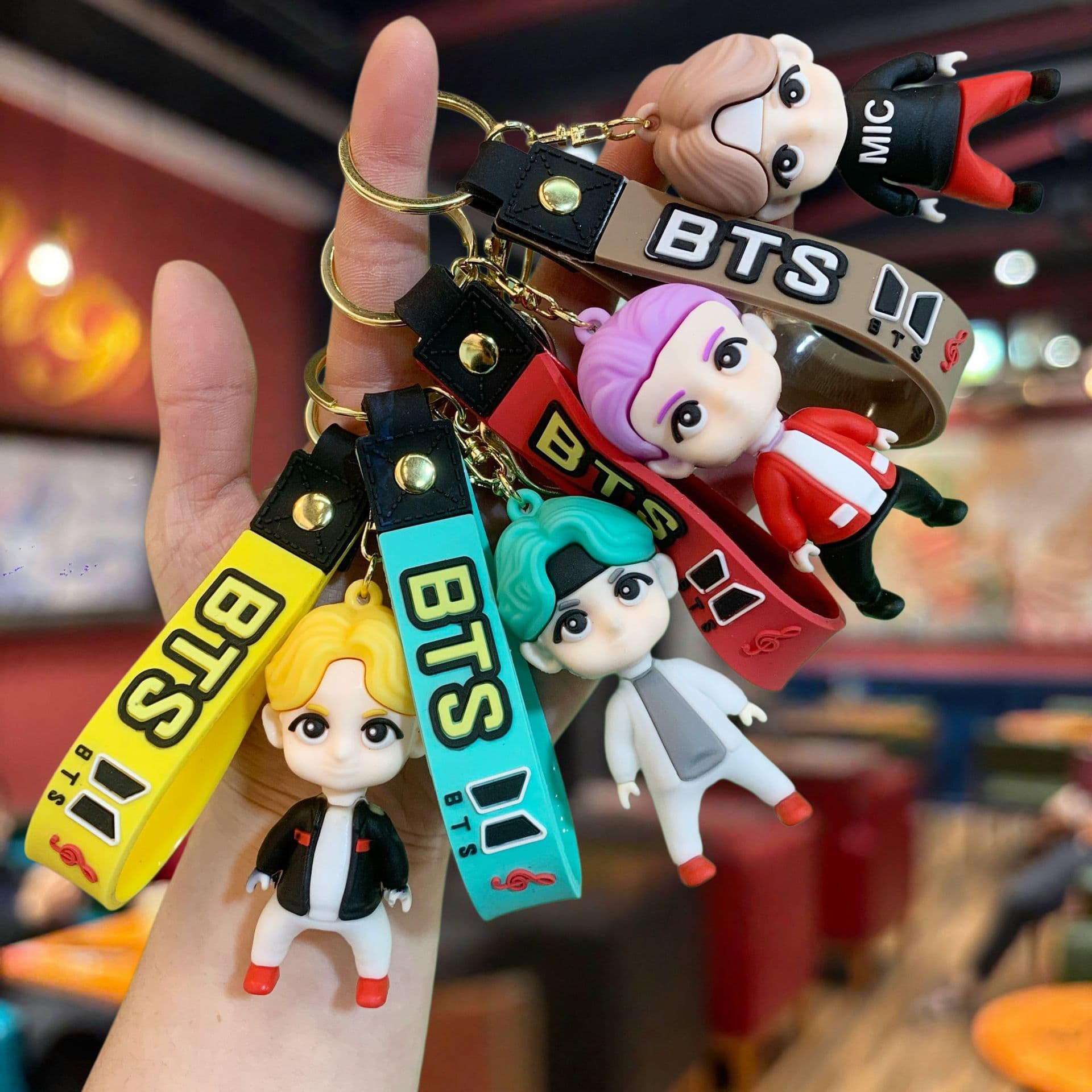 Popular Korean BTS keychain soft plastic three-dimensional doll doll student schoolbag pendant wholesale