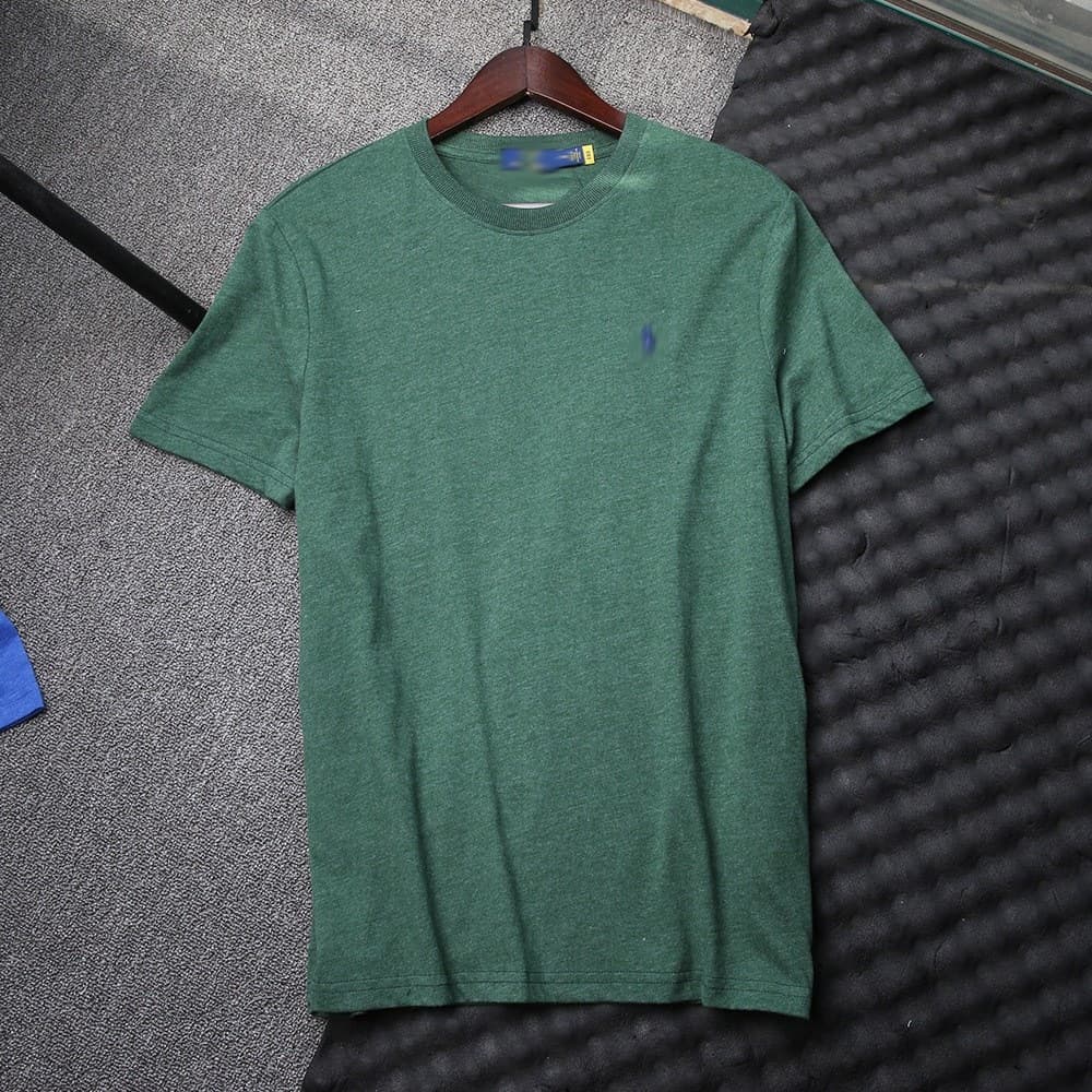 Cross-border Export Men's 2026 Summer Pure Cotton Small Horse Embroidery T-Shirt Round Neck Casual Short Sleeve Moisture Wicking
