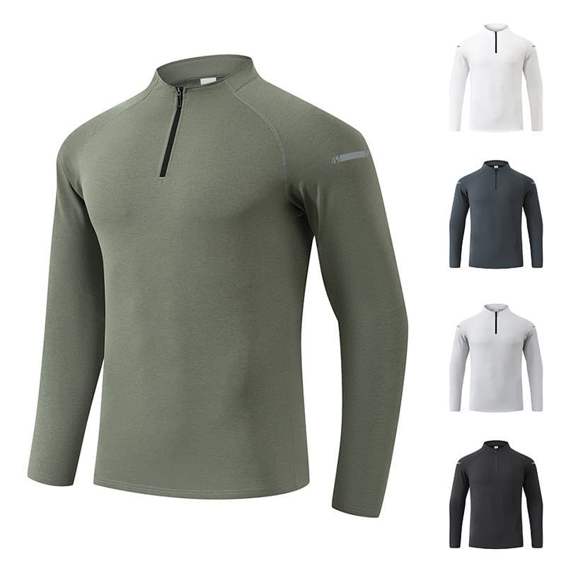 Autumn half-zip men's long-sleeve T-shirt breathable elastic outdoor sports casual top men JK35.