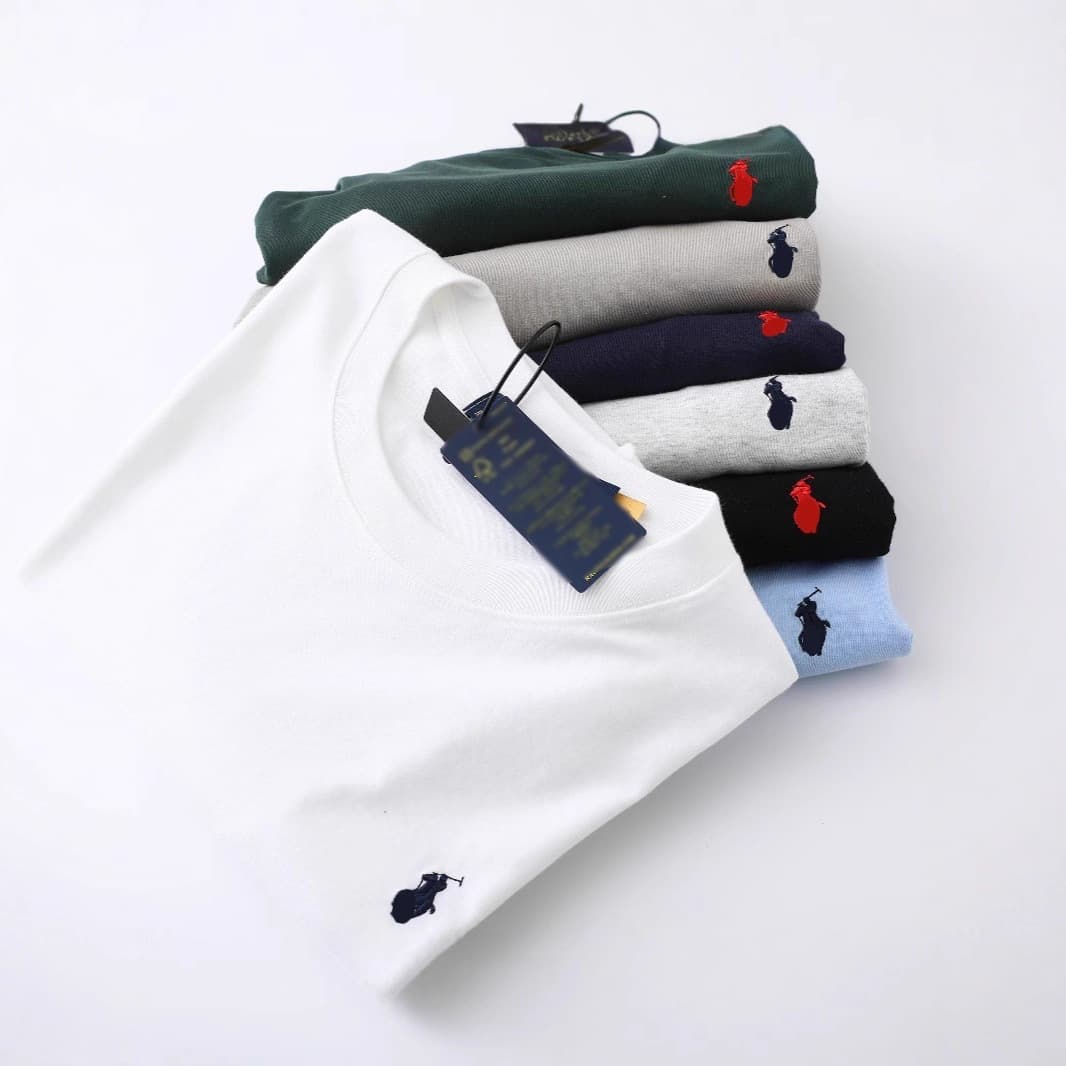 Pure Cotton Pony Logo Round Neck T-shirt, Men's Summer Polo Embroidered Casual T-shirt, Cross-border Drop Shipping, Ralph Lauren T-shirt, Quick Dry