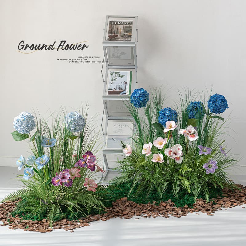 Forest-style Large Potted Artificial Plant Decoration for High-End Window Display, Wedding Floor Arrangement Flowers