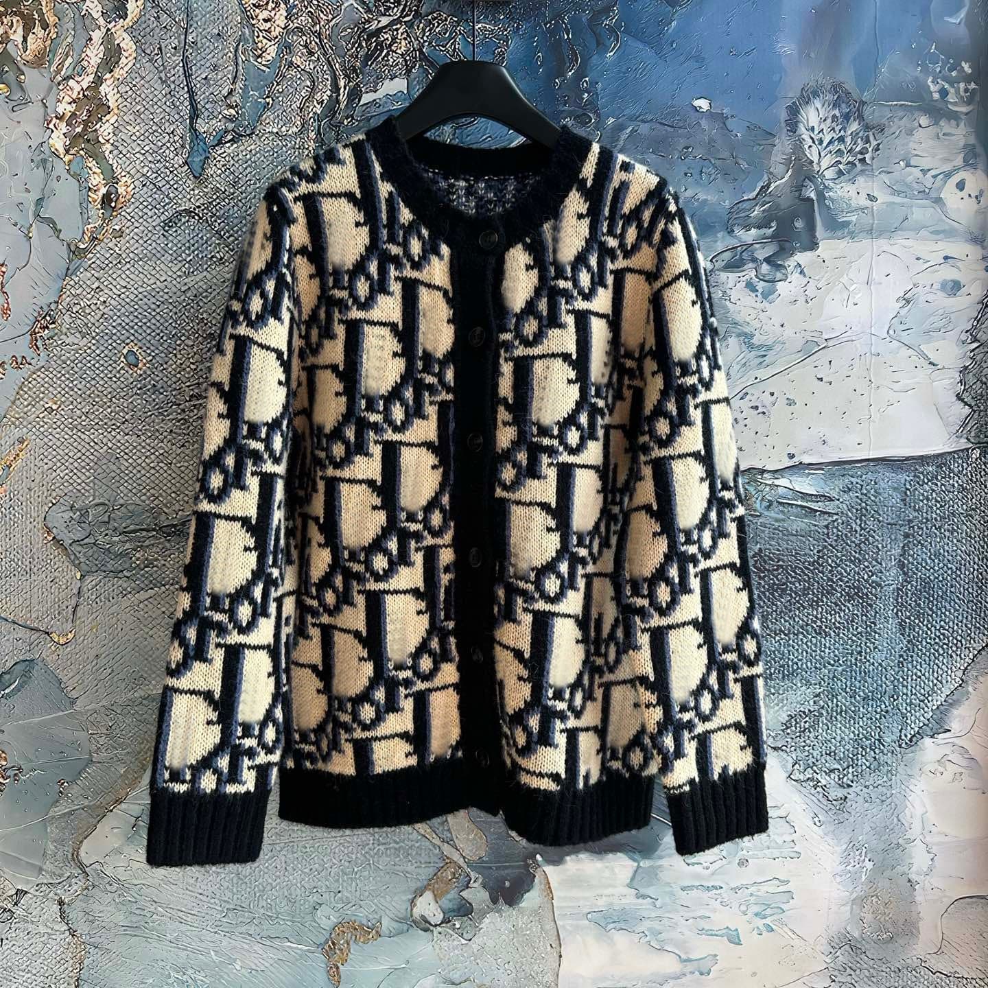 Nanyou European Style Early Spring New Letter Jacquard Mohair Knit Wool Men Women Retro Pattern Cardigan Sweater Coat