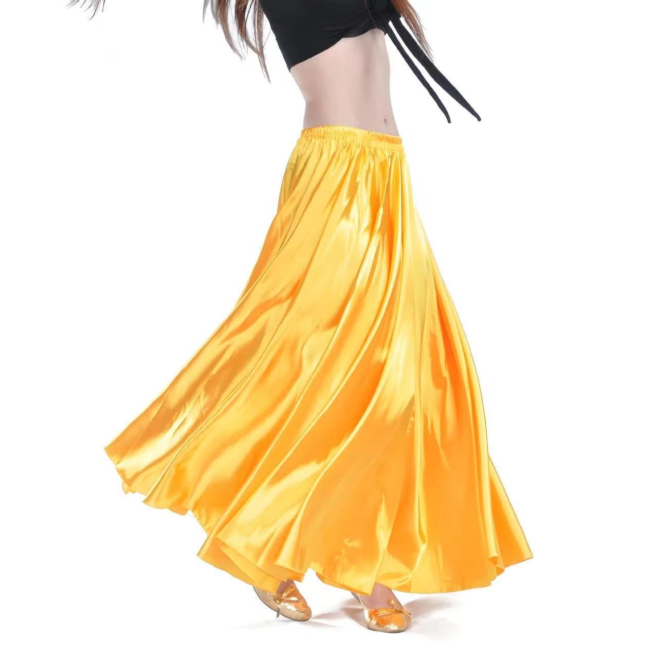 New Style Bell Bottom Satin Skirt Indian Dance Belly Dance Costume Stage Performance Outfit Large Flounce Special Use Clothing