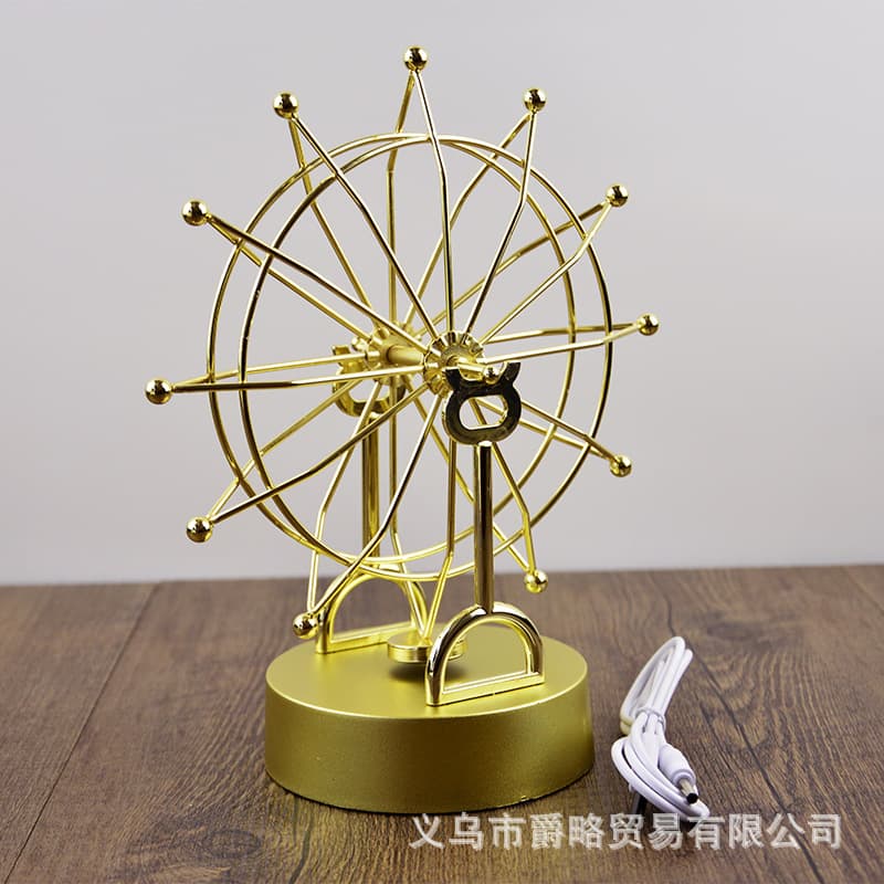 H818 Golden Ferris Wheel Perpetual Motion Machine, All-Metal Frame Celestial Globe, Limitless Magnetic Swinger, Large Dynamic Ornament