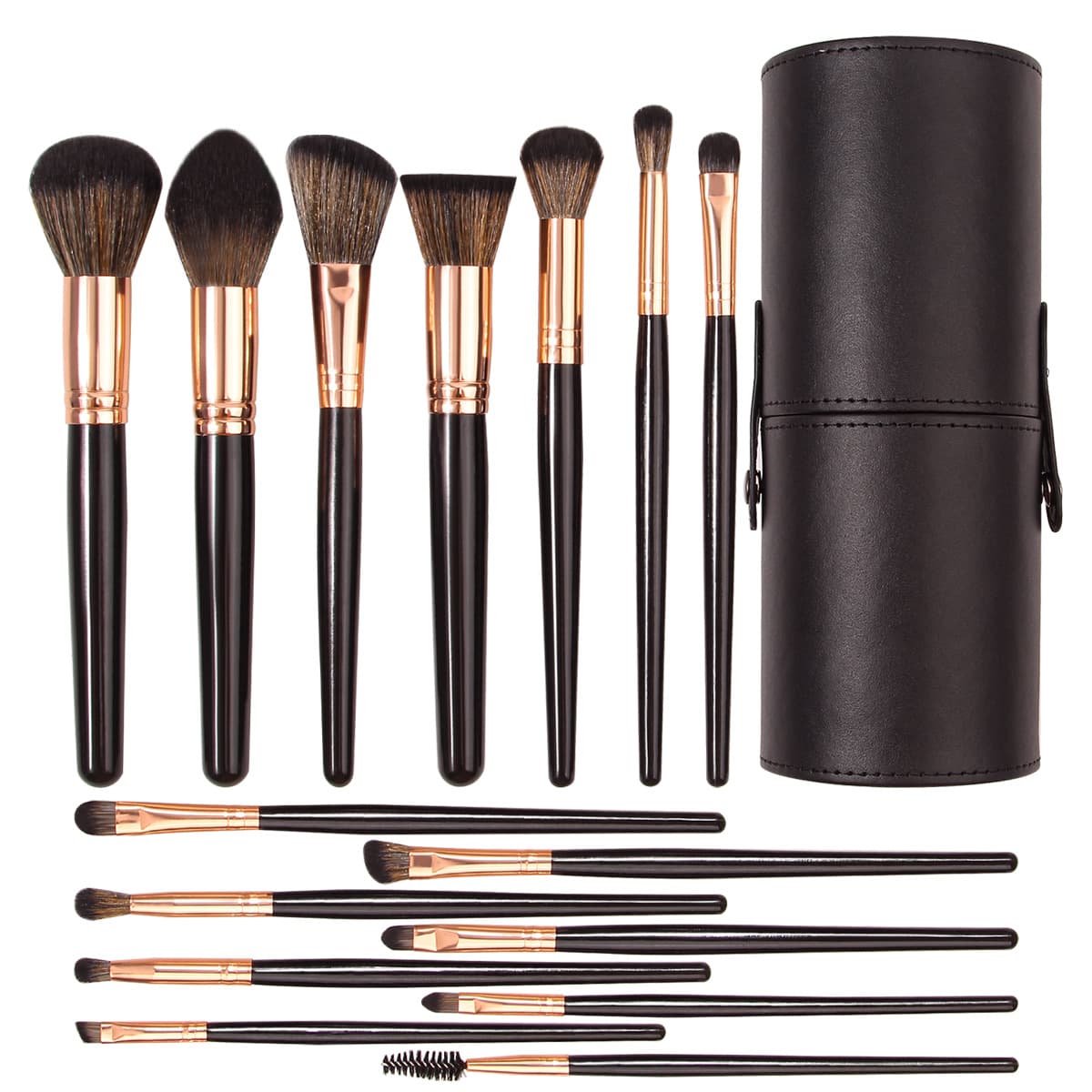 15-Piece Complete Eye Makeup Brush Set for Beginners, Imitation Grey Squirrel Hair, Tube Packaging, Makeup Brush Tools Wholesale