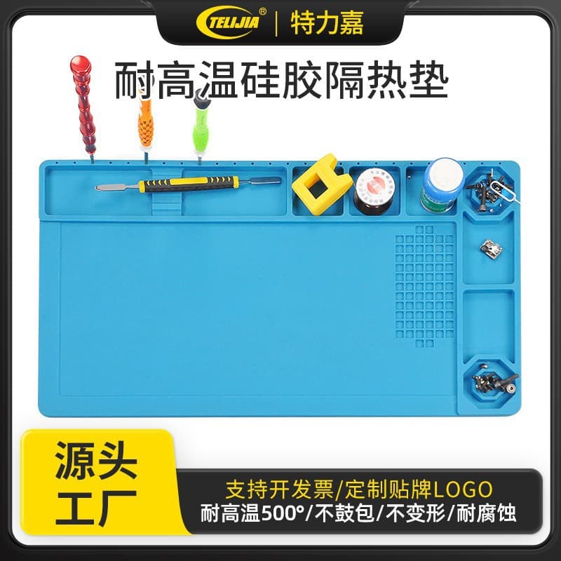 Phone and Computer Repair Platform Heat Insulation Mat, Silicone Work Mat for Small Parts Storage During Digital Device Disassembly
