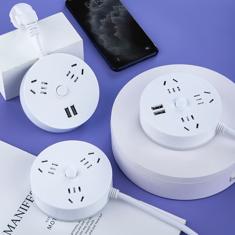 Multi-port USB cable socket household converter retractable cord power strip with long cable
