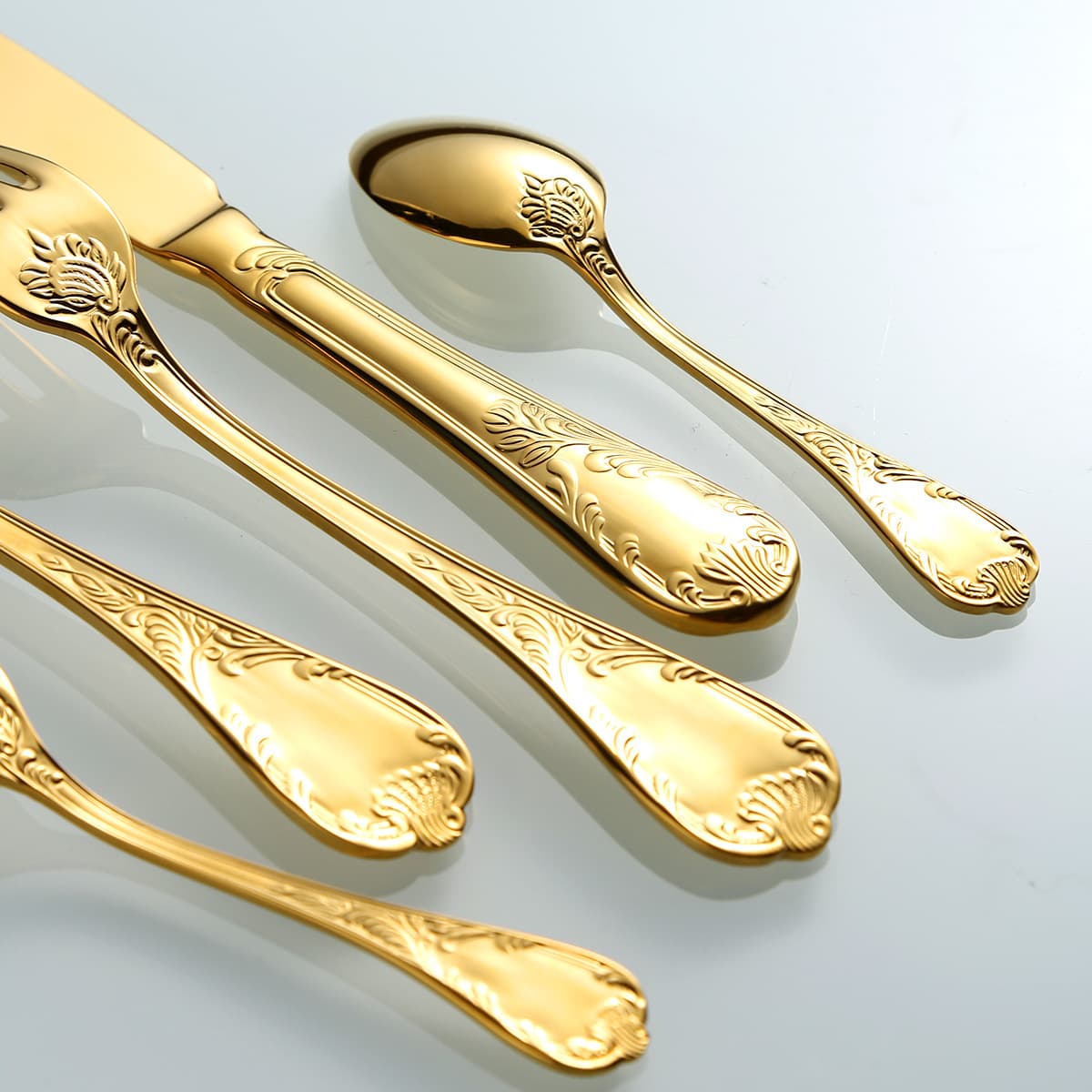 304 Stainless Steel Vintage Western Cutlery Knife Fork Spoon Vine Relief French Main Course Tableware Light Luxury Dessert Fork Spoon