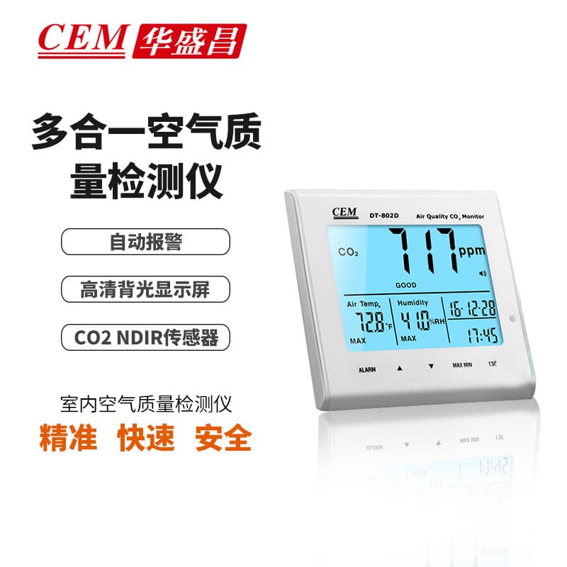 CEM Winsen Carbon Dioxide Detector, Temperature and Humidity Tester, Indoor Air Quality Detector DT-802D