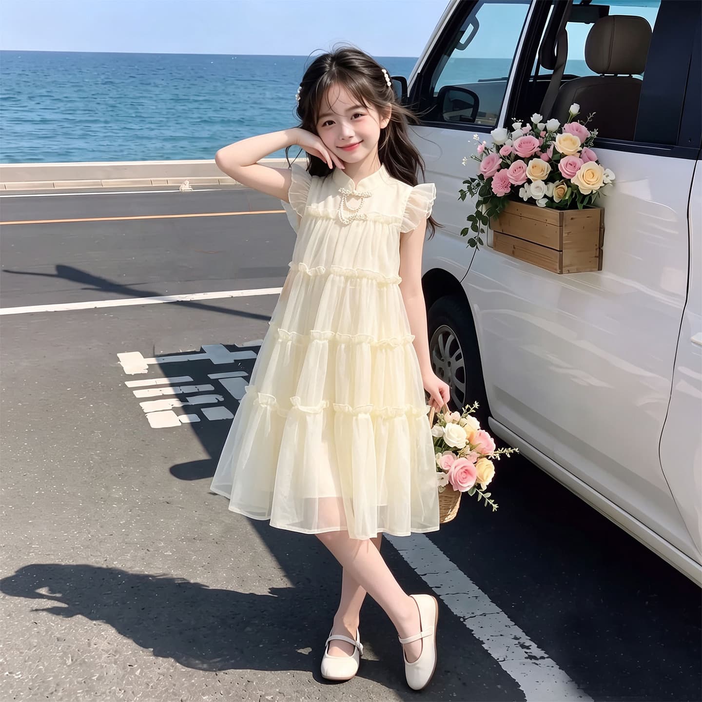 Girls Summer Dress 2026 New Style Kids Summer Fashionable Lightweight Princess Dress Summer Girls Dress