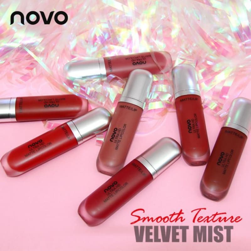 NOVO Ice Cream Velvet Lip Glaze Matte Matte Moisturizing Affordable Whitening Daily Style Bean Paste Color True Red