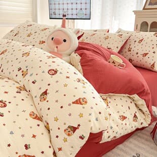 Live Streaming Hot-Selling 4-Piece Set, Spring/Summer Dormitory Bed Sheet and Pillowcase 3-Piece Set, High GSM Bubble Gauze Puff Gauze 4-Piece Set