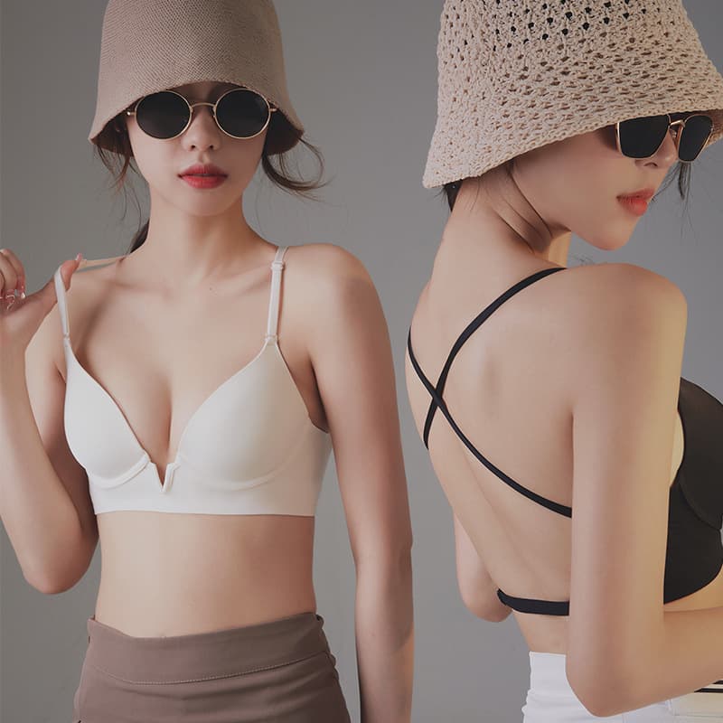 Beautiful Back Bra New 2026 Summer Thin Small Breast Push Up Bra Bra No Wires Seamless Large U-shaped Back Bra