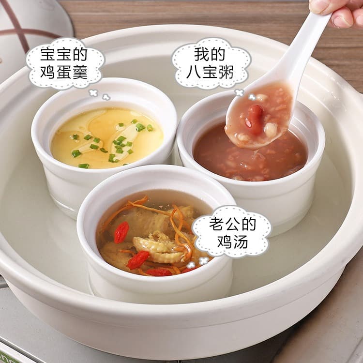 Ceramic Double-boiler Steaming Pot, Logo Customizable, Home-use with Lid Bowl for Stewing Bird's Nest, Steamed Egg Custard, Small Soup Pot