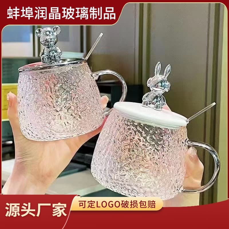 Ins glass cup, household high-temperature resistant glass water cup, tea cup, thickened transparent milk cup, tea cup, gift wholesale