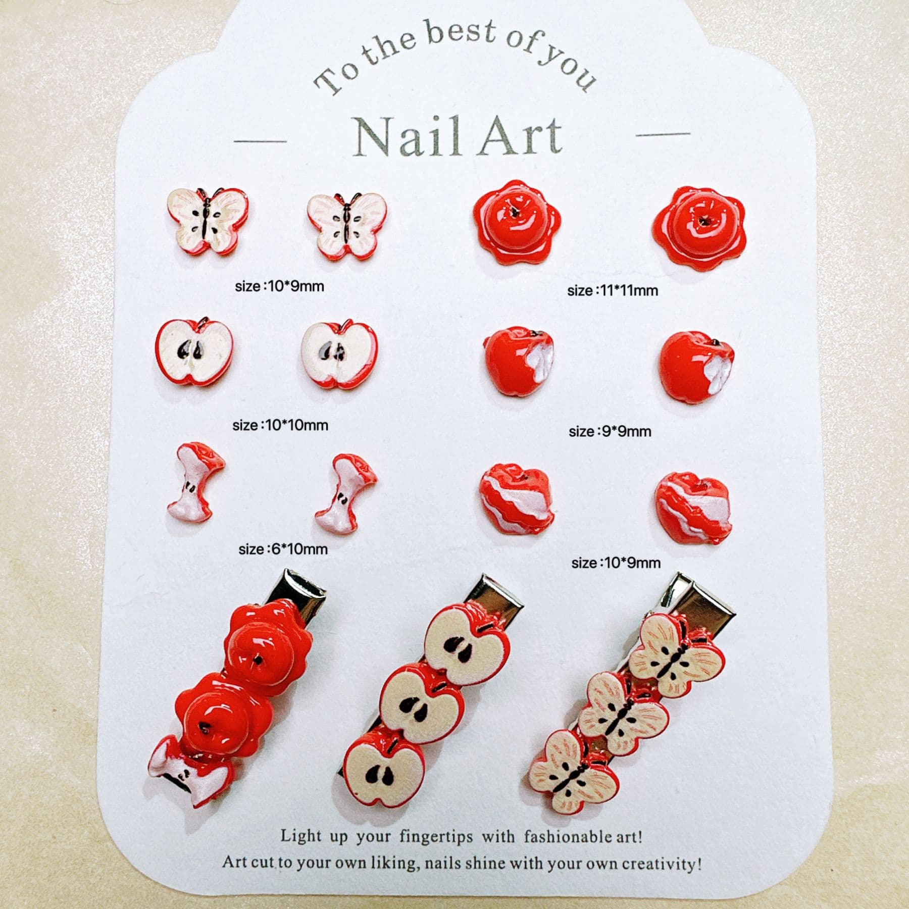 Christmas Red Apple Nail Art Charms Cross-border Simulated Fruit Slices Resin DIY Press-on Nail Rhinestone Small Accessories