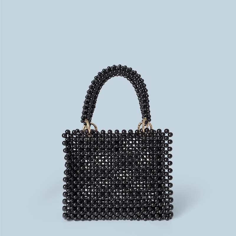 New Handmade Beading Bag Women's Black Pearl Clutch Single Shoulder Underarm Bag Handheld Bag from China Mainland Origin