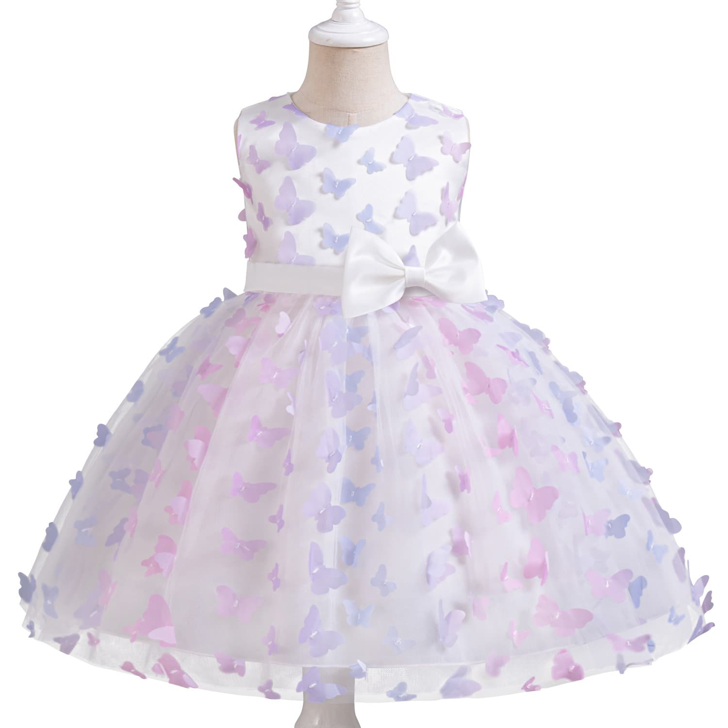 Girls Princess Dress Cute Gradient Butterfly Mesh Children's Dress 2024 New Girls Birthday One-Year-Old Dress