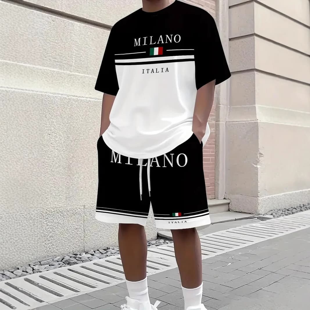 Cross-border Paris Letter Print Men's T-Shirt Trendy Short Sleeve Summer Hot Selling Round Neck Top Sports Casual Short Sleeve