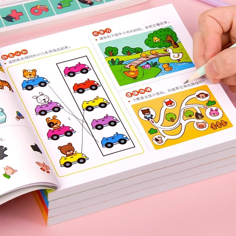 Focus Training 1600 Questions for Ages 2-3-4-5-6, Early Education Enlightenment Thinking Logic Training Book for Kindergarten Children